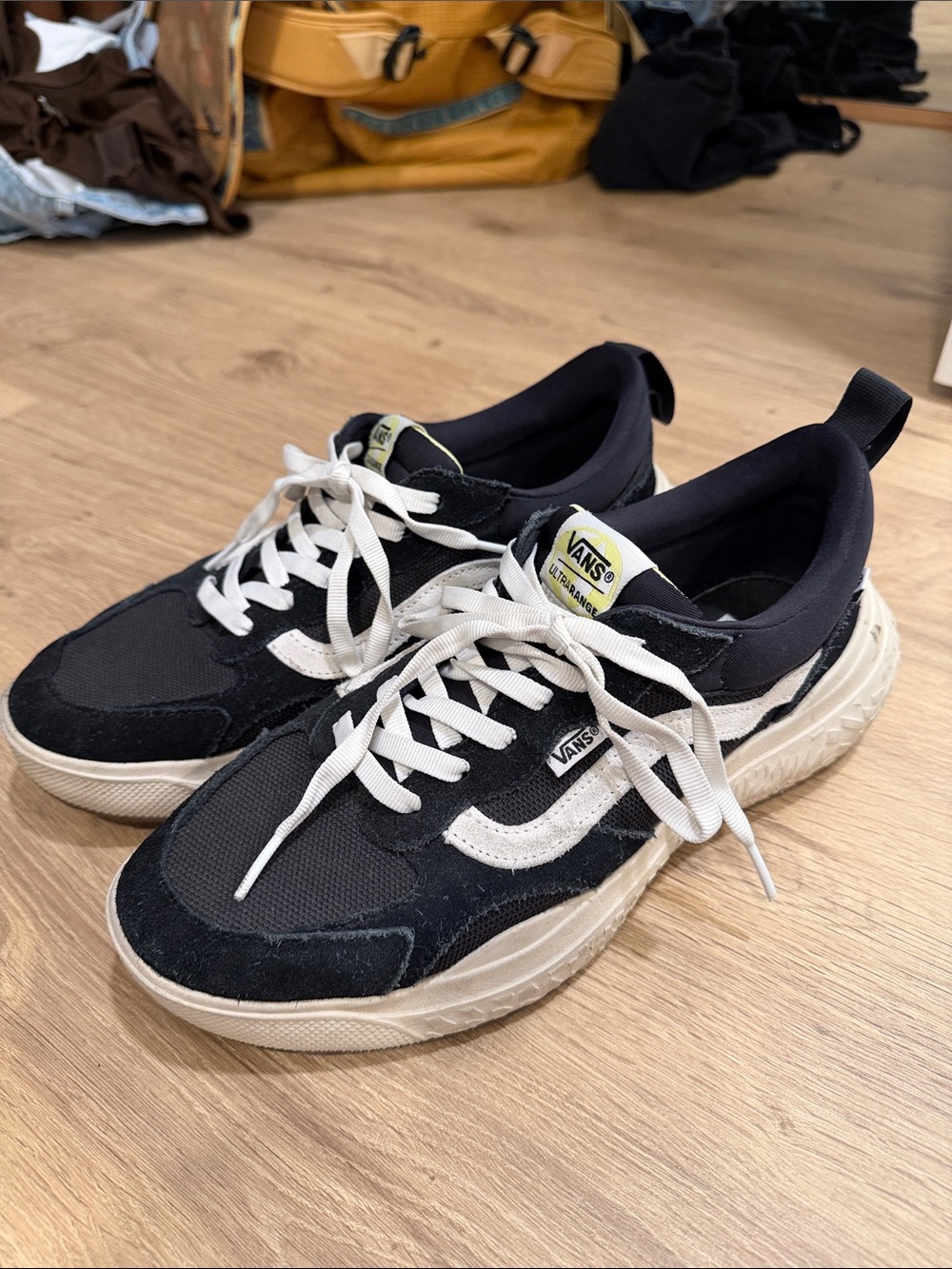 Vans Black and White VR3 Cush Sneakers with Cream Sole